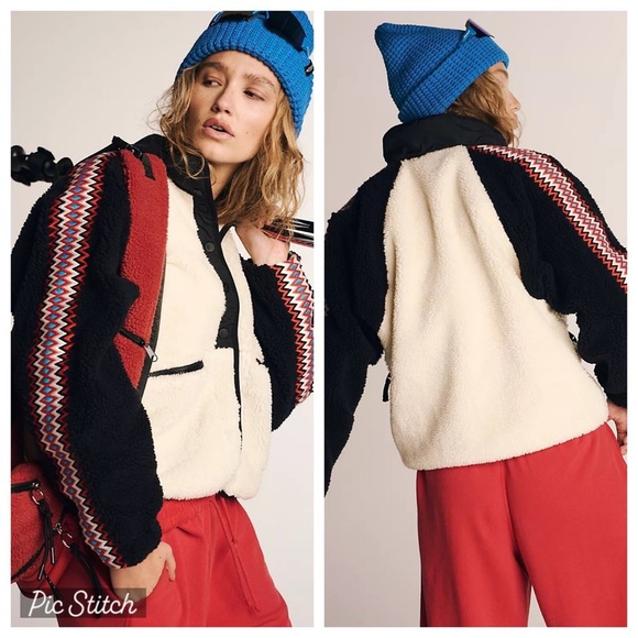 Free People Hit The Slopes Printed Fleece Jacket NWOT Medium - Picture 5 of 5